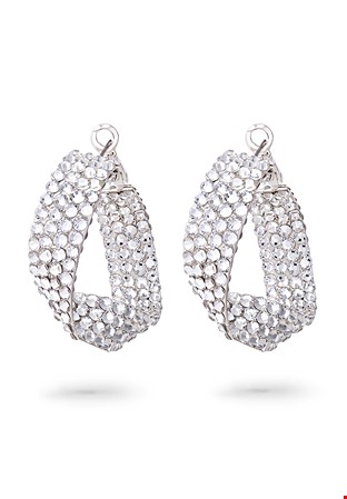Twist Hoop Earrings-Crystal