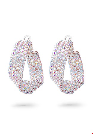 Twist Hoop Earrings-Crystal AB