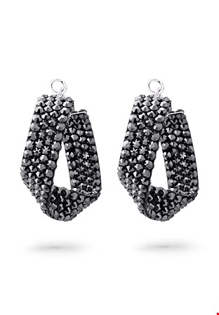 Twist Hoop Earrings-Jet Hematite
