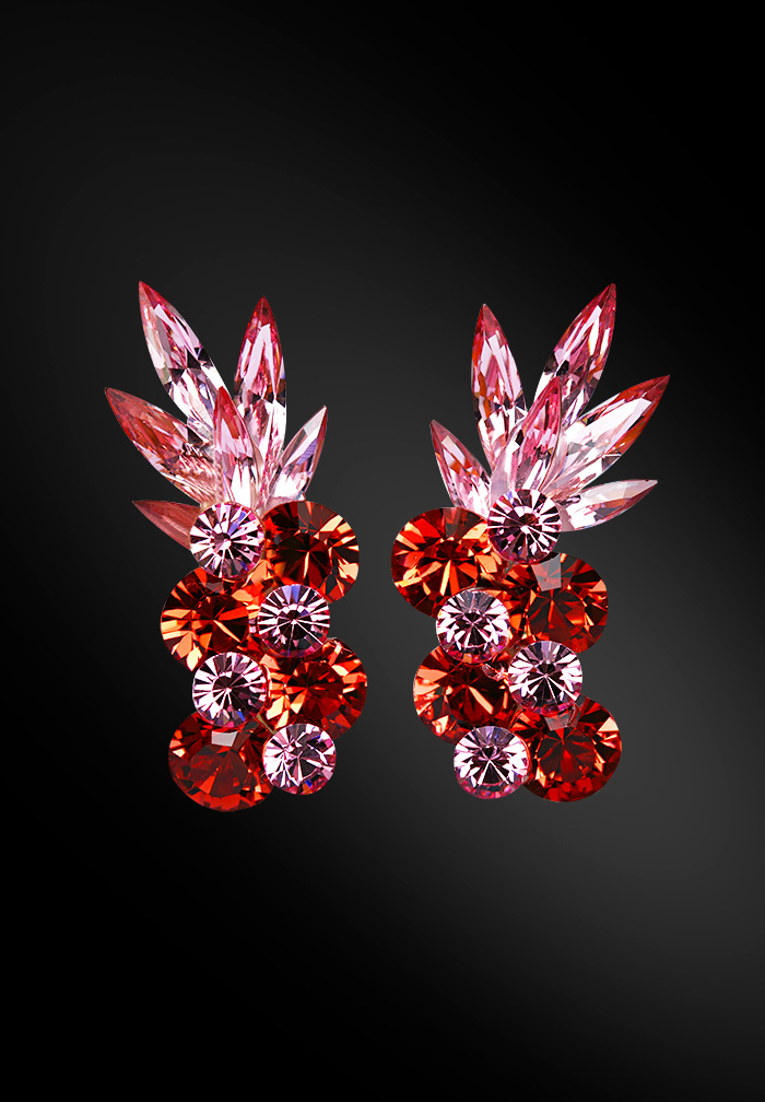 Zdenka Arko Light Rose Rhinestone Earrings UH04003-113-Light Rose