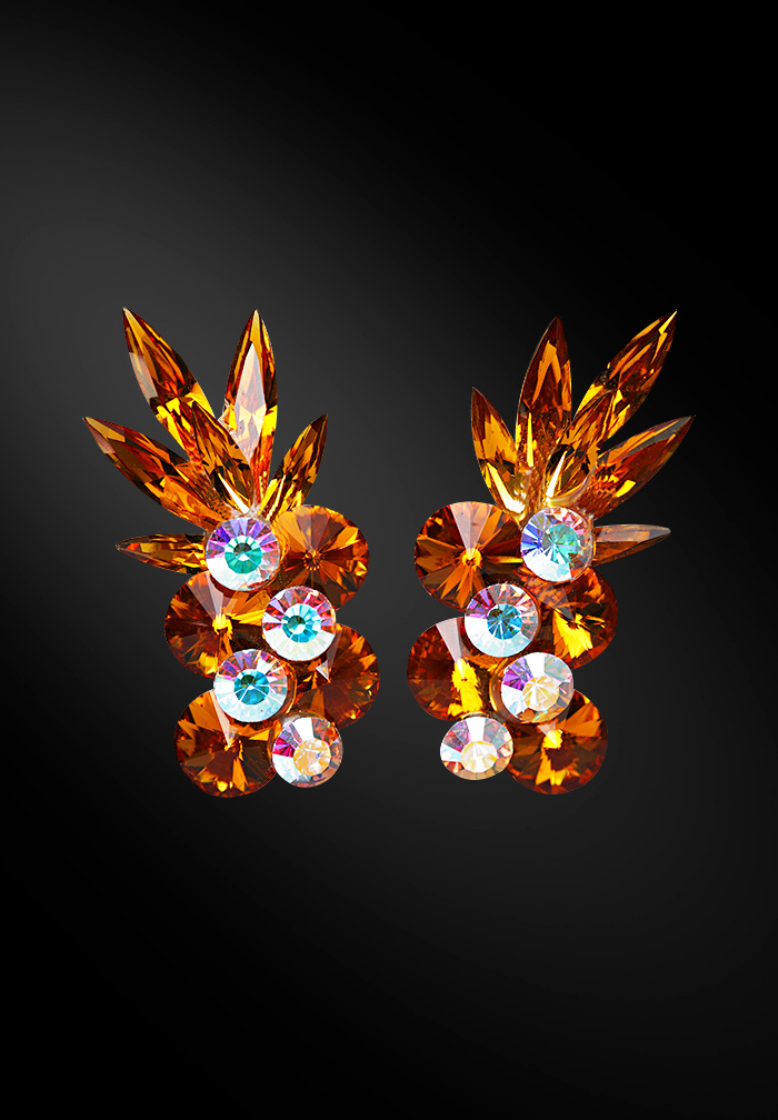 Zdenka Arko Topaz Rhinestone Earrings UH04003-114-Topaz