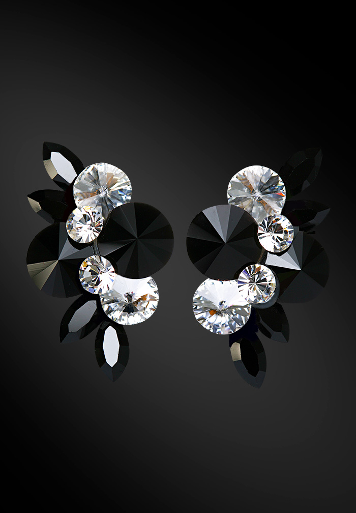 Zdenka Arko Jet & Crystal Rhinestone Earrings UH04021-151-Jet