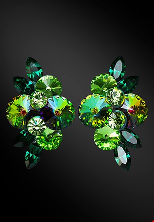 Zdenka Arko Vitrail Medium & Peridot Crystallized Earrings UH04021-152-Vitrail Medium / Emerald