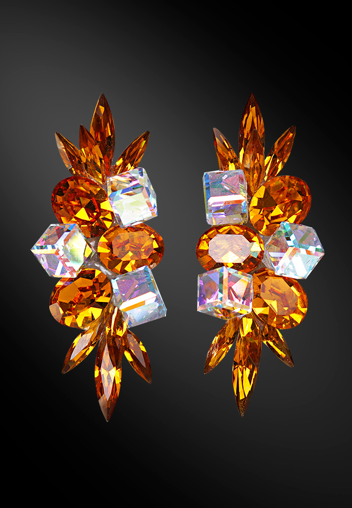 Zdenka Arko Topaz & Crystal AB Rhinestone Earrings UH04030-149-Topaz