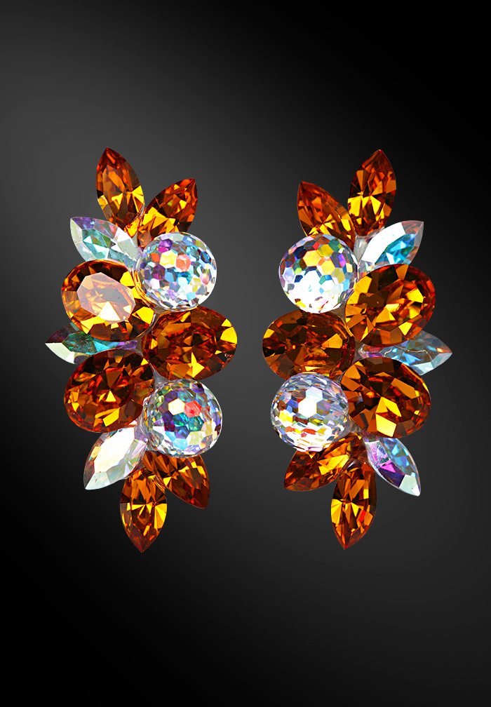 Zdenka Arko Topaz & Crystal AB Rhinestone Earrings UH04031-139-Topaz