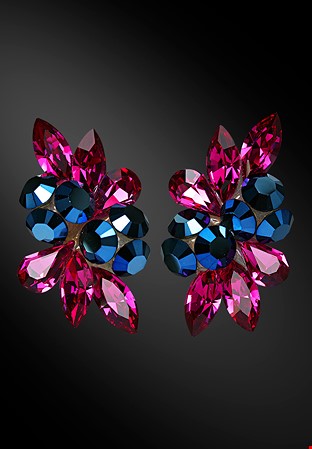 Zdenka Arko Fuchsia & Metallic Blue Crystallized Earrings UH06011-127-Fuchsia