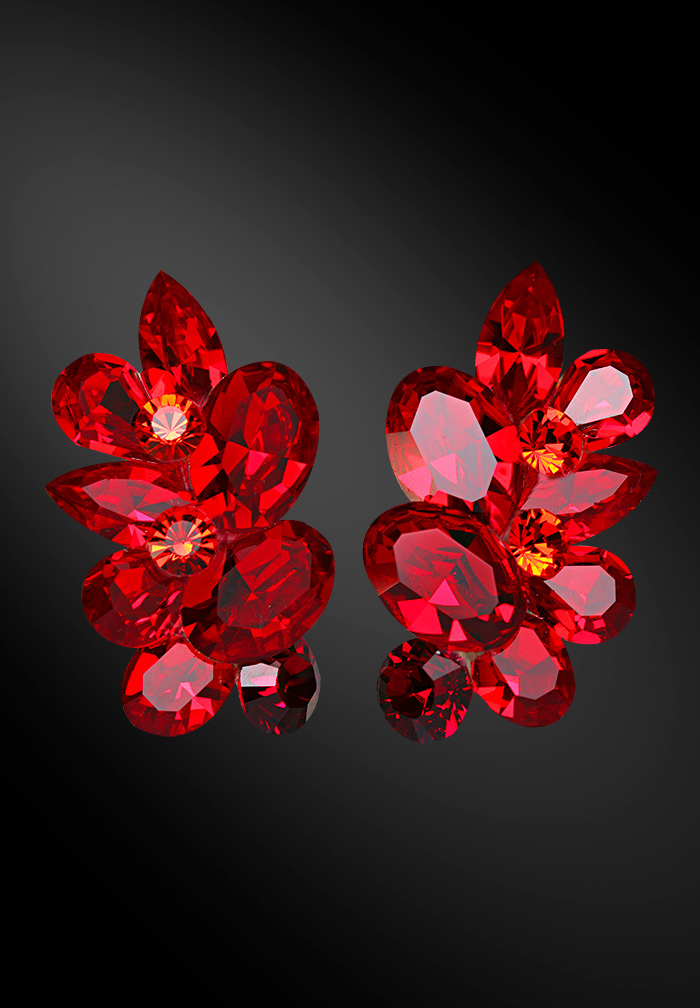 Zdenka Arko Light Siam & Hyacinth Rhinestone Earrings UH06017-143-Light Siam