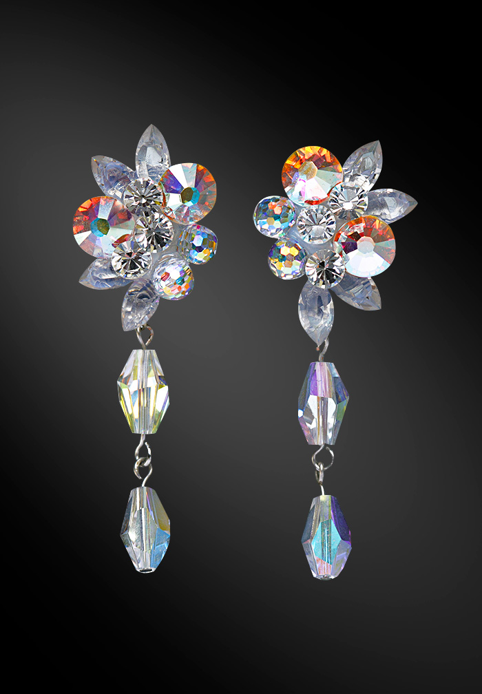 Zdenka Arko Crystal & Crystal AB Rhinestone Earrings UH07004-156-Crystal