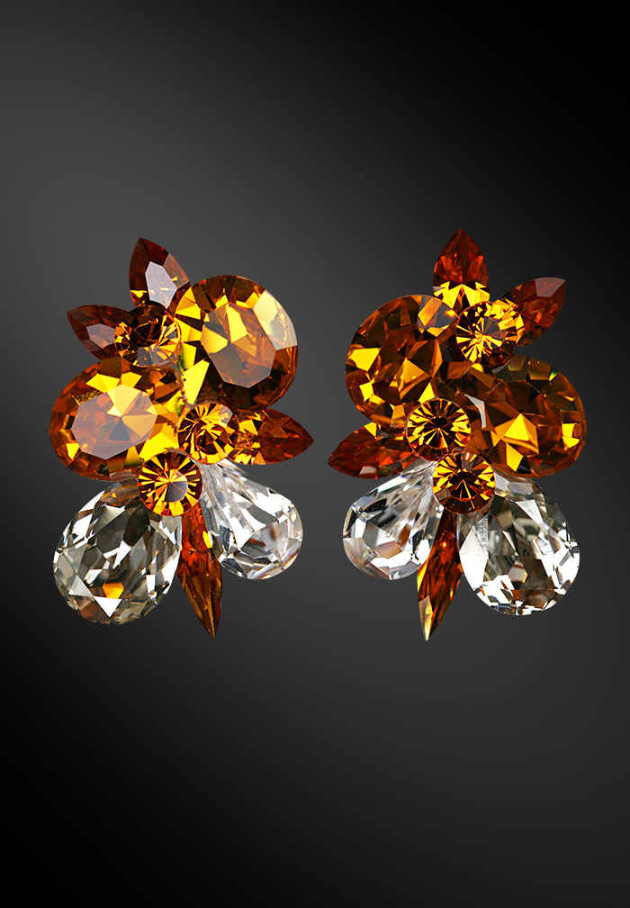 Zdenka Arko Topaz & Crystal Rhinestone Earrings UH08002-58-Topaz