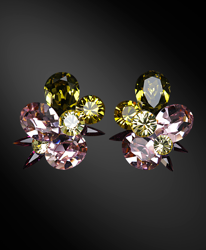 Zdenka Akro Rhinestone Earring UH08002-59-Light Amethyst / Jonquil