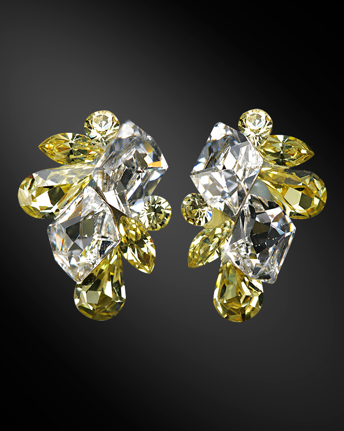 Zdenka Arko Jonquil & Crystal Rhinestone Dance Earrings UH08003-55-Jonquil