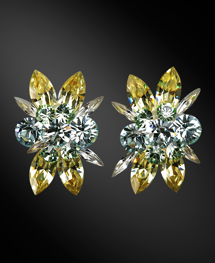 Zdenka Arko Jonquil & Crystal Rhinestone Earrings UH08004-54-Jonquil / Light Azore