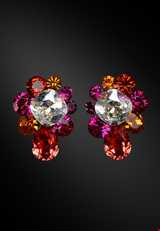 Zdenka Arko Fuchsia & Indian Red Crystallized Earrings UH08005-51-Fuchsia