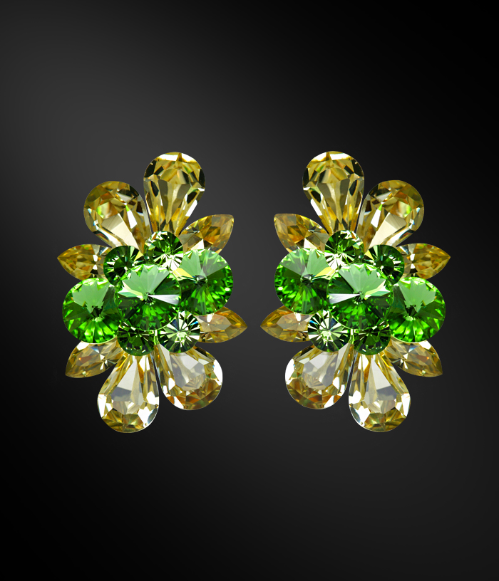 Zdenka Arko Jonquil & Peridot Rhinestone Earrings UH09002-96-Jonquil