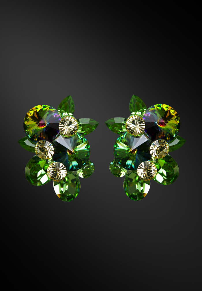 Zdenka Arko Peridot & Vitrail Medium Rhinestone Earrings UH09003-79-Peridot