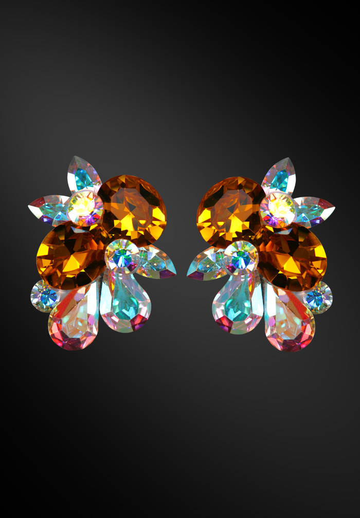 Zdenka Arko Topaz & Crystal AB Rhinestone Earrings UH09003-82-Crystal AB