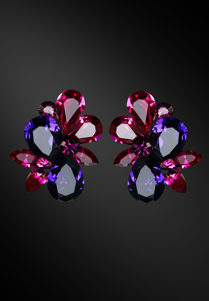 Zdenka Arko Fuchsia & Purple Velvet Crystal Earrings UH09004-88 ...