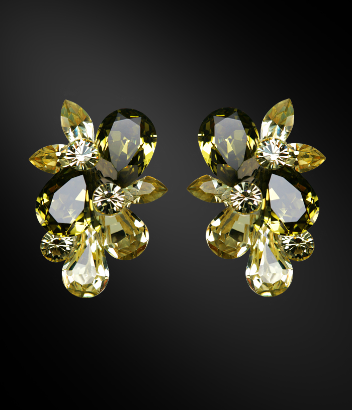 Zdenka Arko Jonquil & Khaki Crystallized Earrings UH09004-92-Jonquil