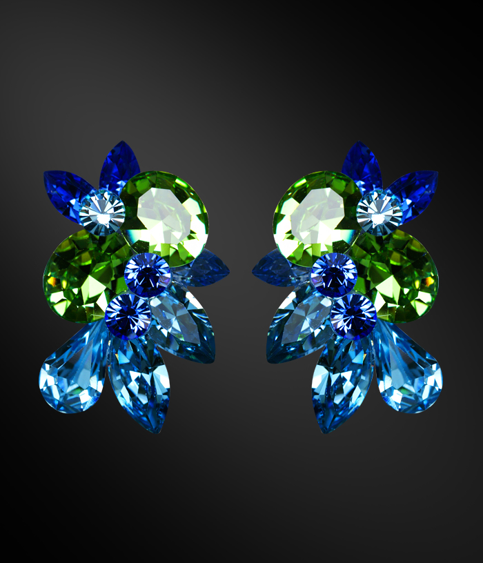 Zdenka Arko Aquamarine & Peridot Rhinestone Earrings UH11003-71-Aquamarine