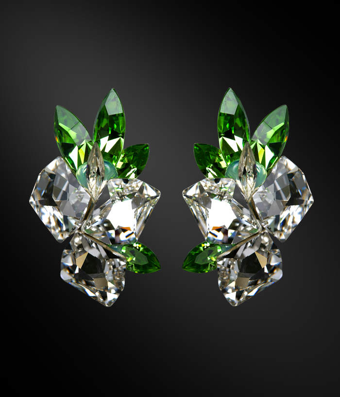Zdenka Arko Crystal & Peridot Rhinestone Earrings UH11003-74-Crystal