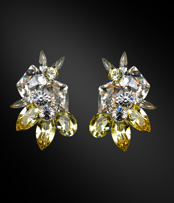 Zdenka Arko Crystal & Jonquil Rhinestone Earrings UH11003-75-Crystal