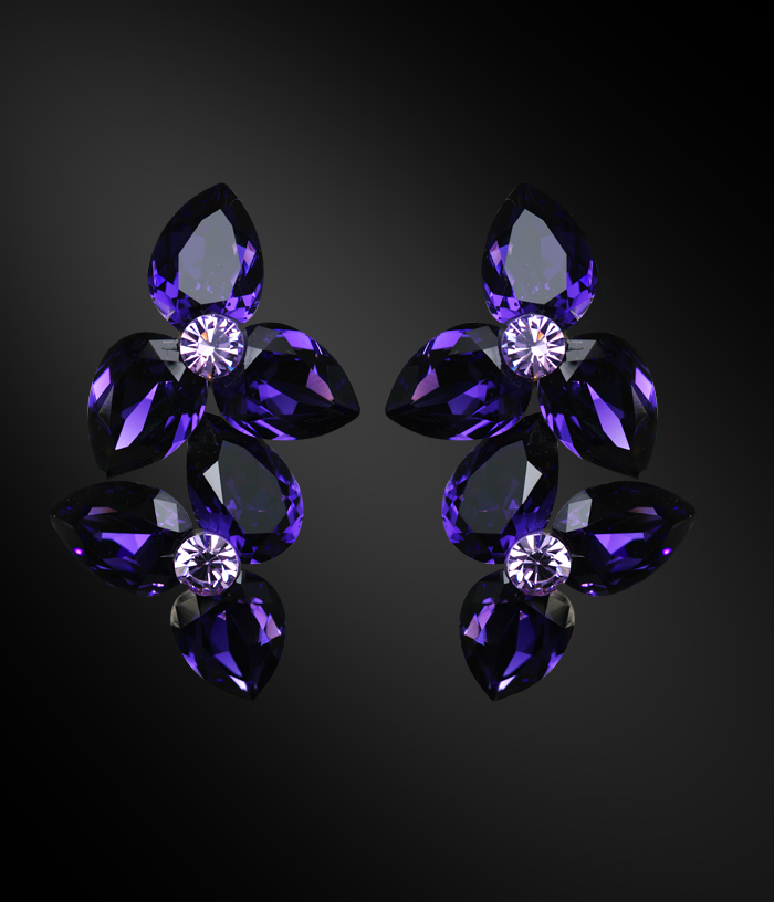 Zdenka Arko Purple Velvet & Violet Crystallized Earrings UH11004-62-Purple Velvet