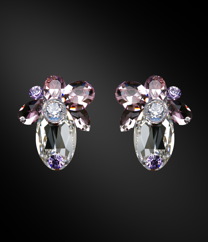 Zdenka Arko Crystal & Light Rose Rhinestone Earrings UH12002-99 ...