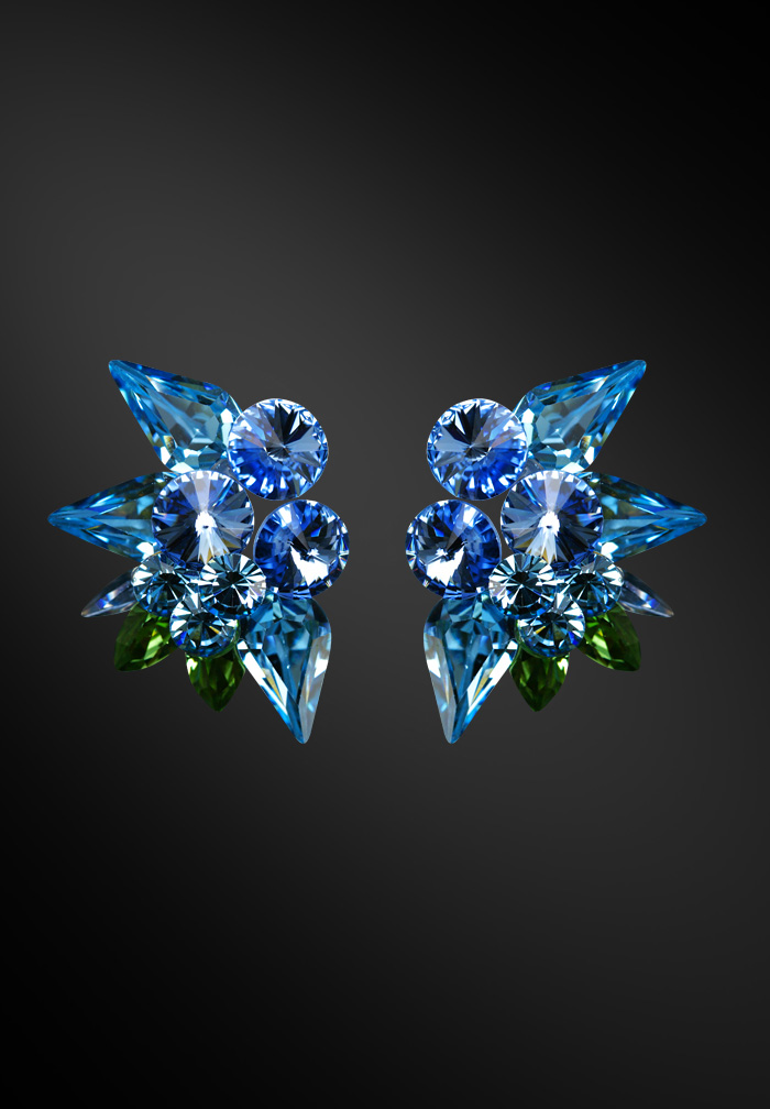 Zdenka Arko Light Sapphire & Aquamarine Crystallized Earrings UH14001-102-Aquamarine