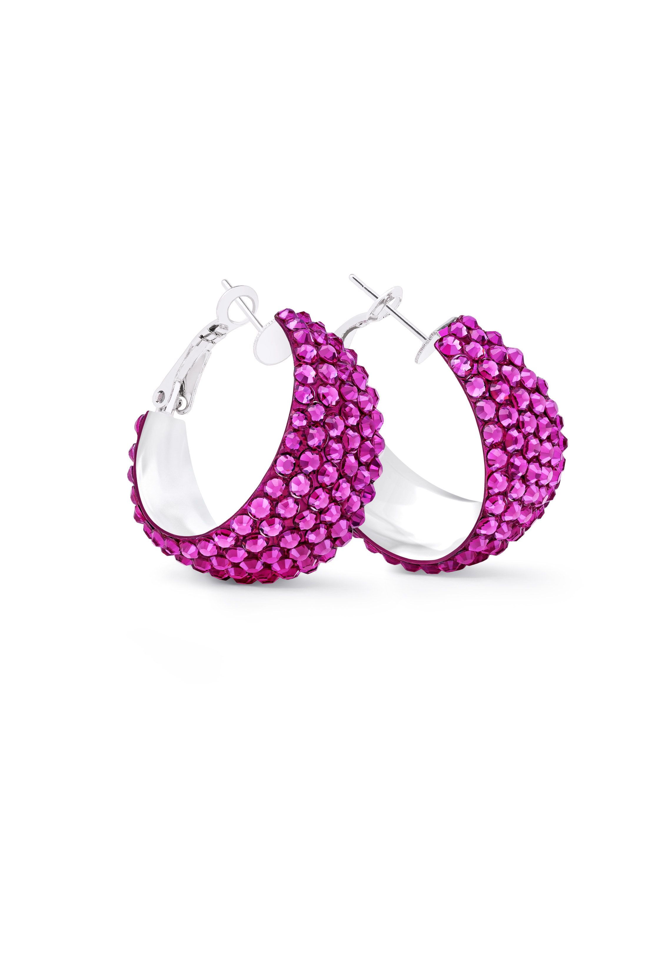 Zerlina Crystal Hoop Earrings HE/S PE-Fuchsia