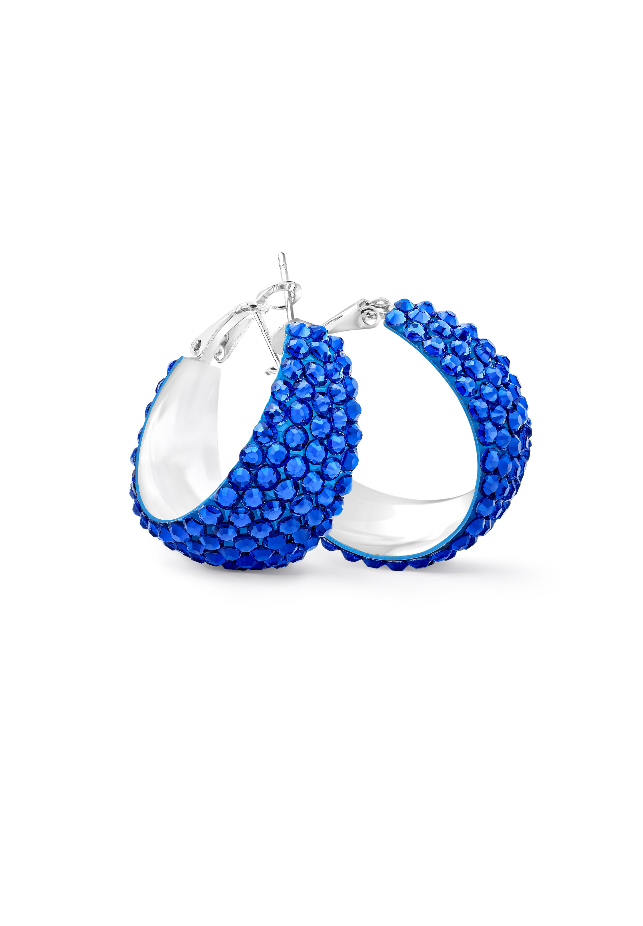 Royal Blue popular Medium Custom Crystal Axe Hoops