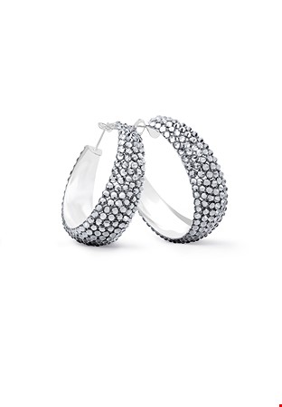 Zerlina Crystal Hoop Earrings-L (1.75 X 1.75 inch)-Black Diamond