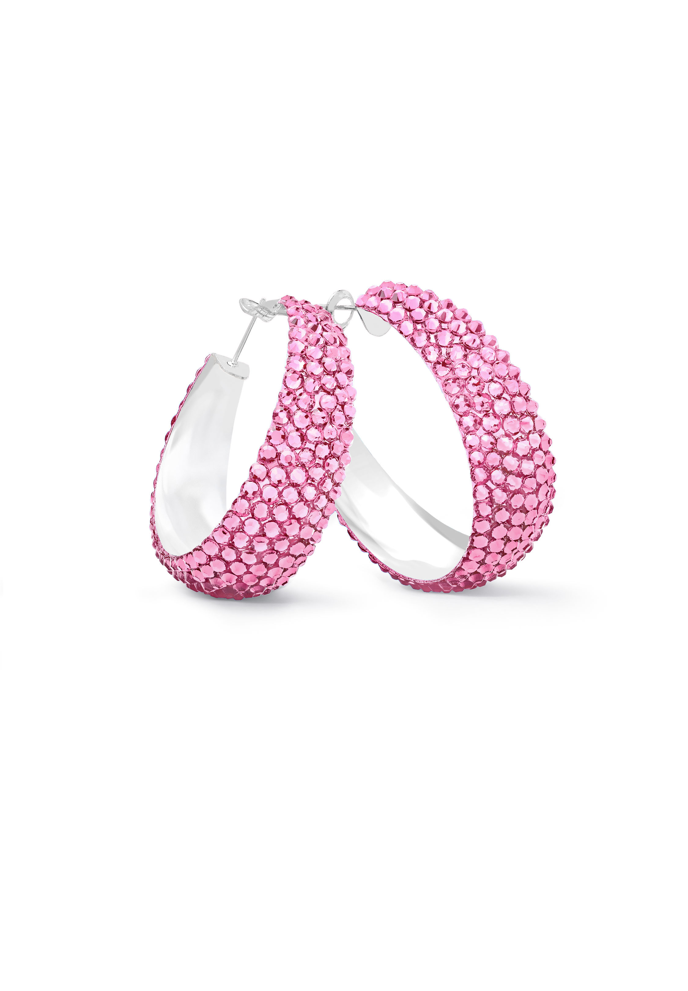 Zerlina Crystal Hoop Earrings-L (1.75 X 1.75 inch)-Light Rose