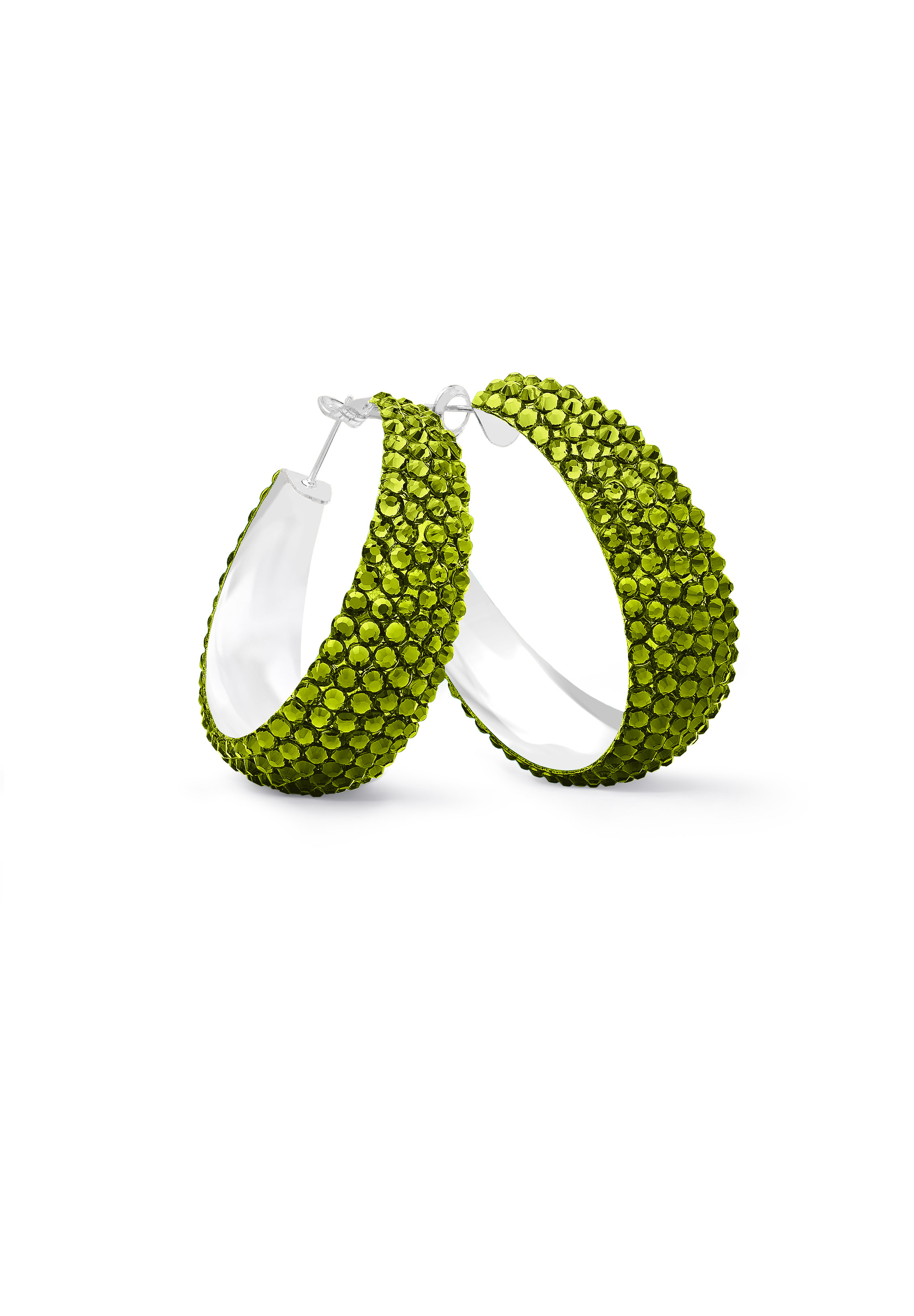 Zerlina Crystal Hoop Earrings-L (1.75 X 1.75 inch)-Olivine