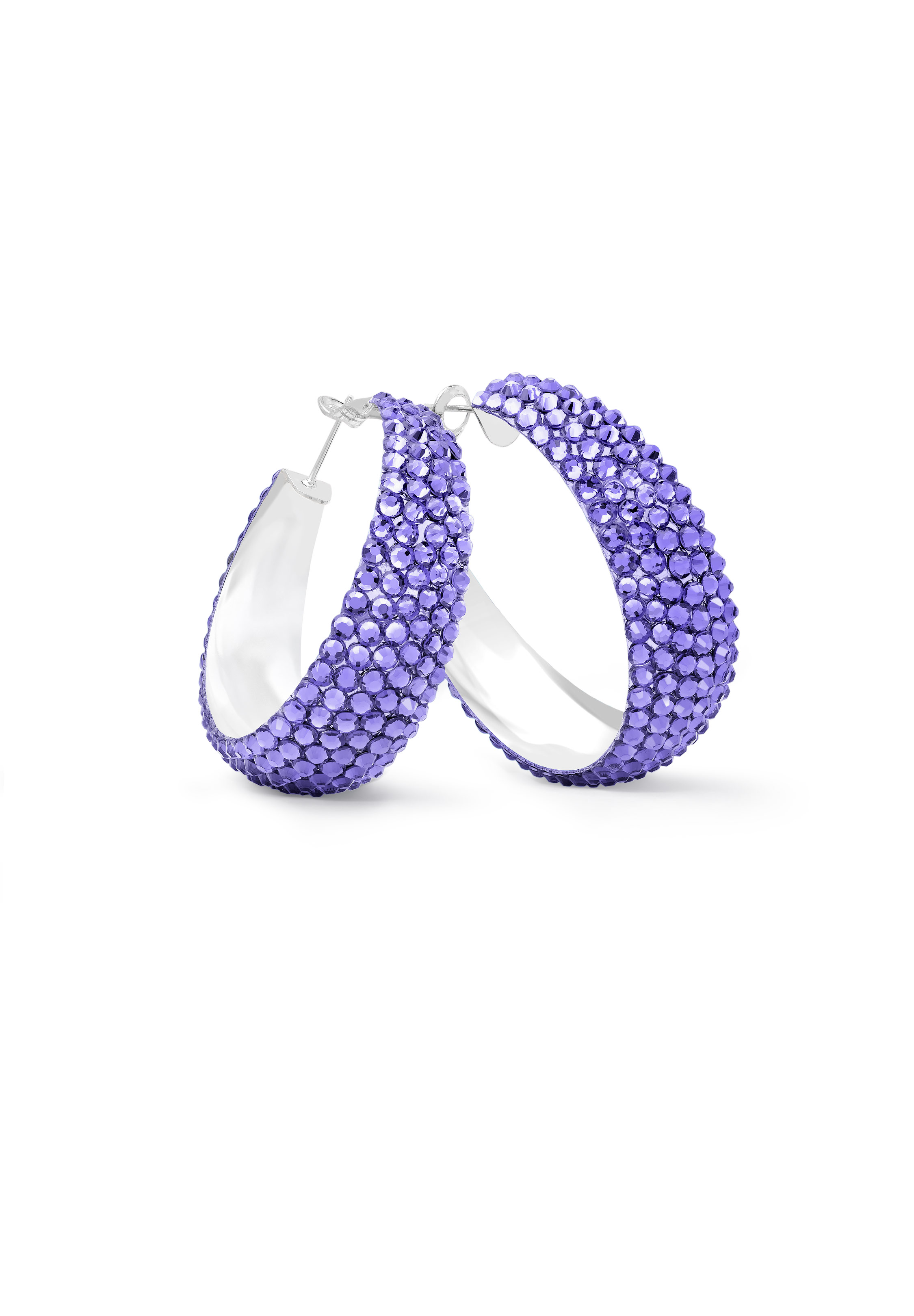 Zerlina Crystal Hoop Earrings-L (1.75 X 1.75 inch)-Tanzanite