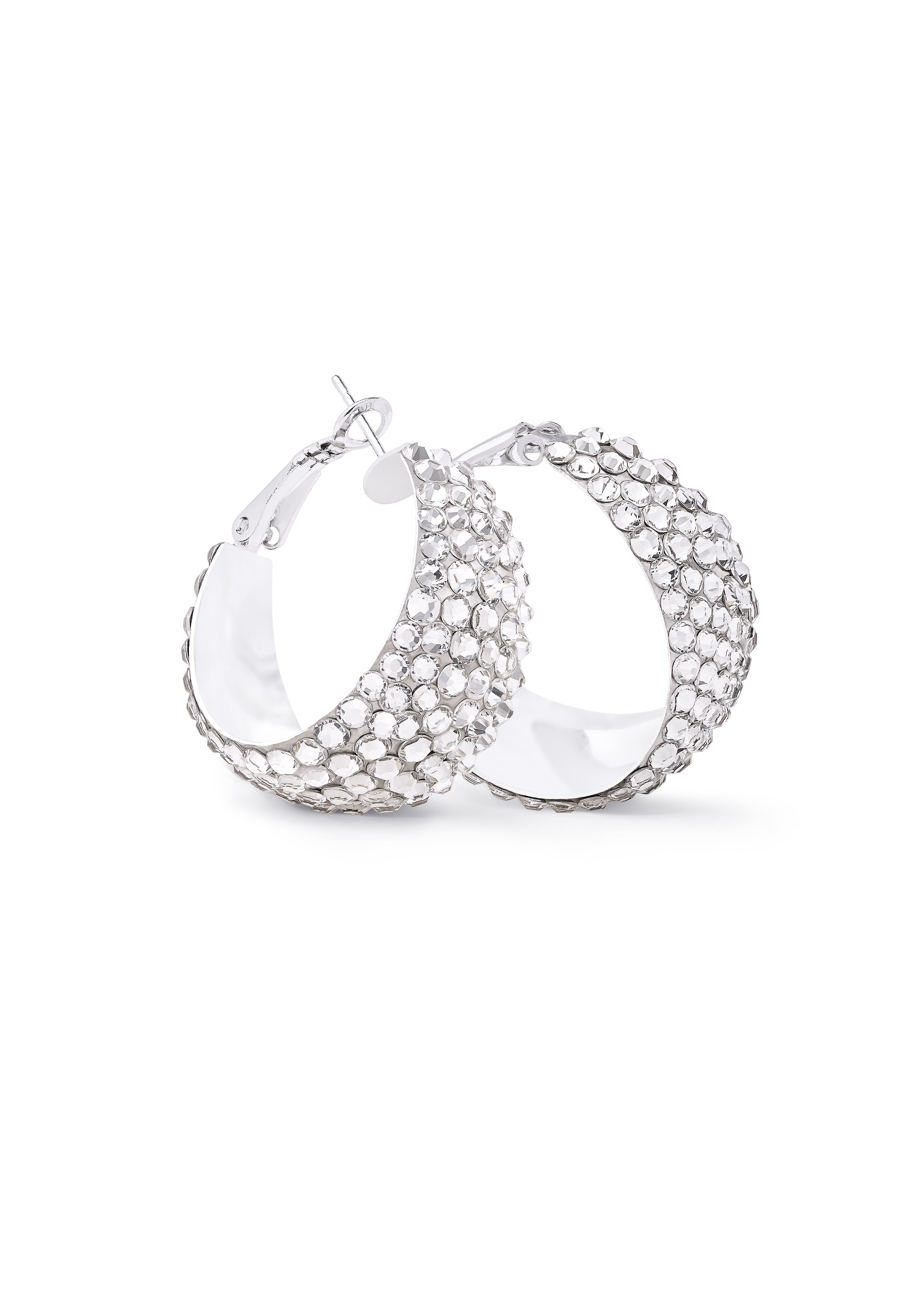 Zerlina Crystal Hoop Earrings-S (1.2 x 1.2 inch)-Crystal