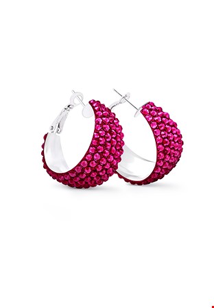 Zerlina Crystal Hoop Earrings-S (1.2 x 1.2 inch)-Ruby