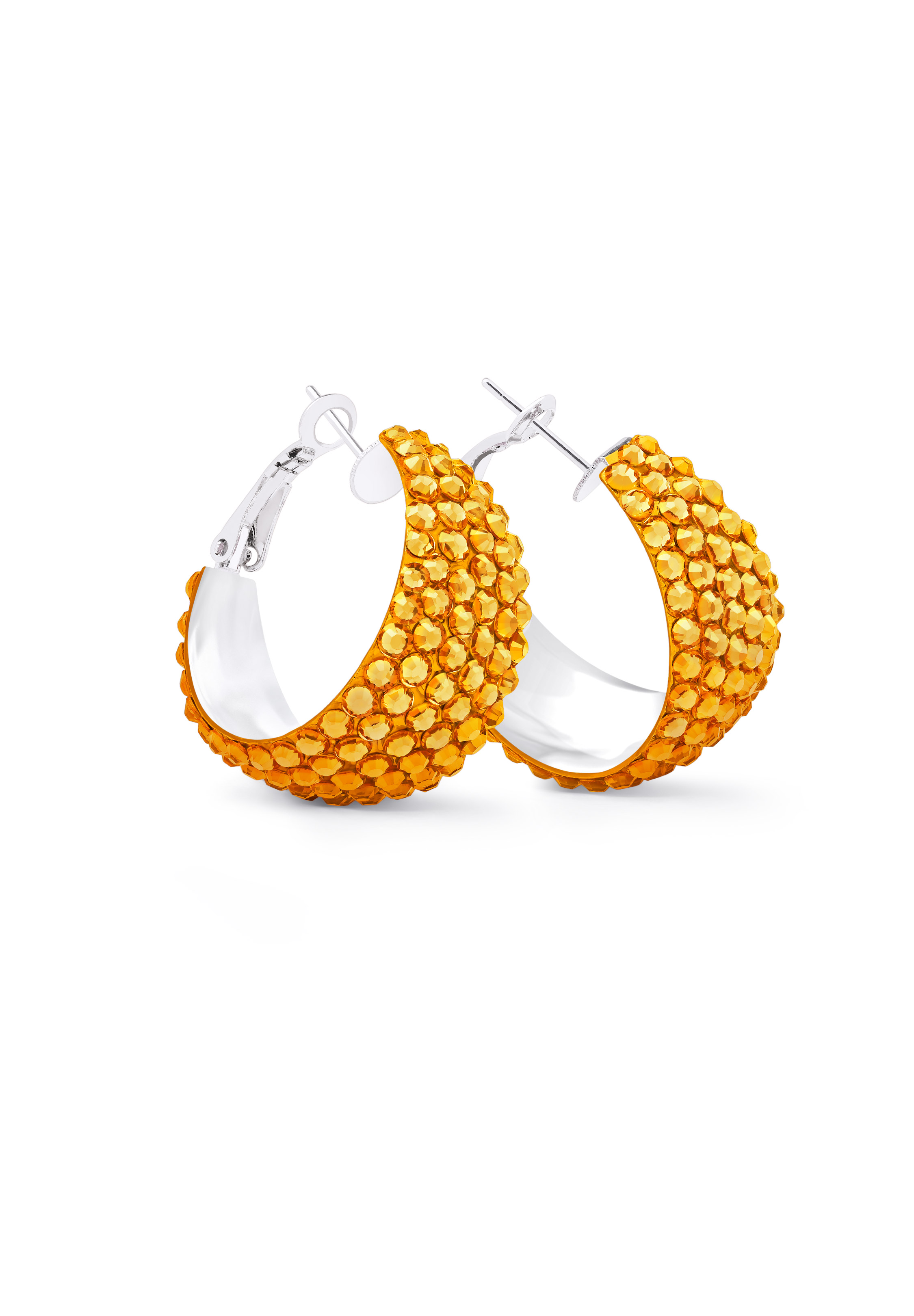Zerlina Crystal Hoop Earrings-S (1.2 x 1.2 inch)-Topaz