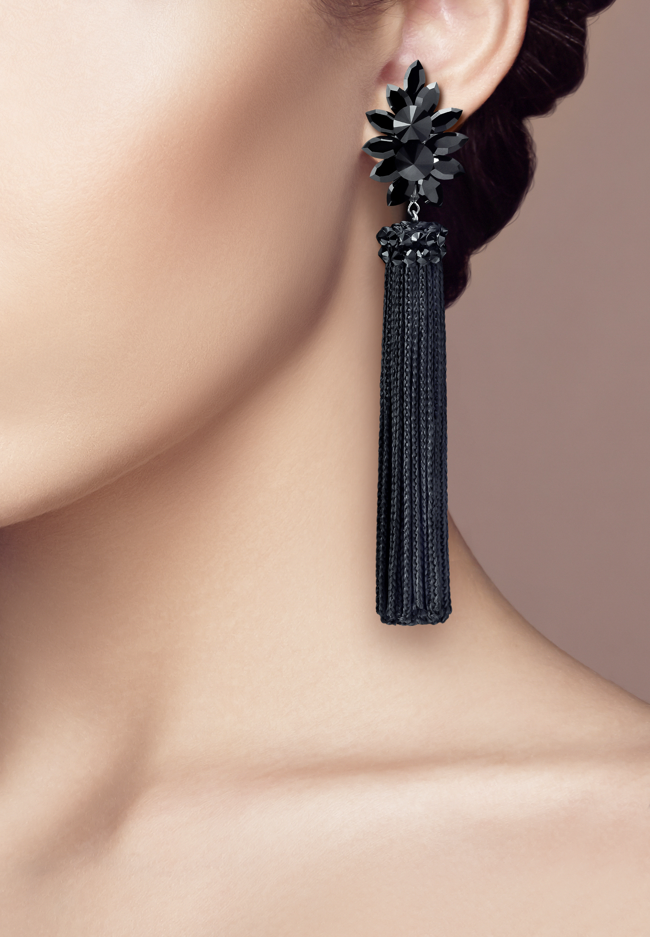 Long black deals tassel earrings