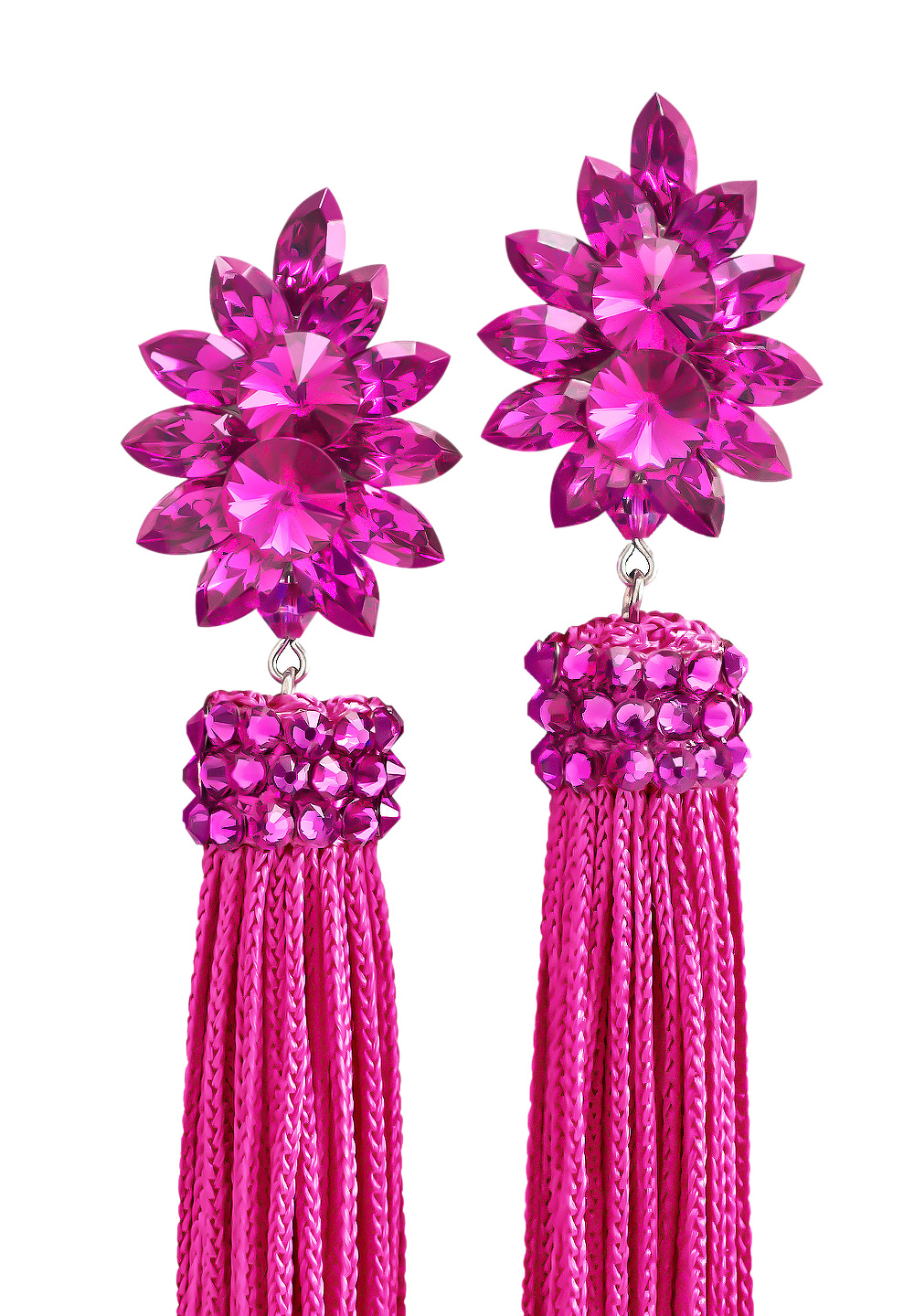 fuchsia fringe earrings