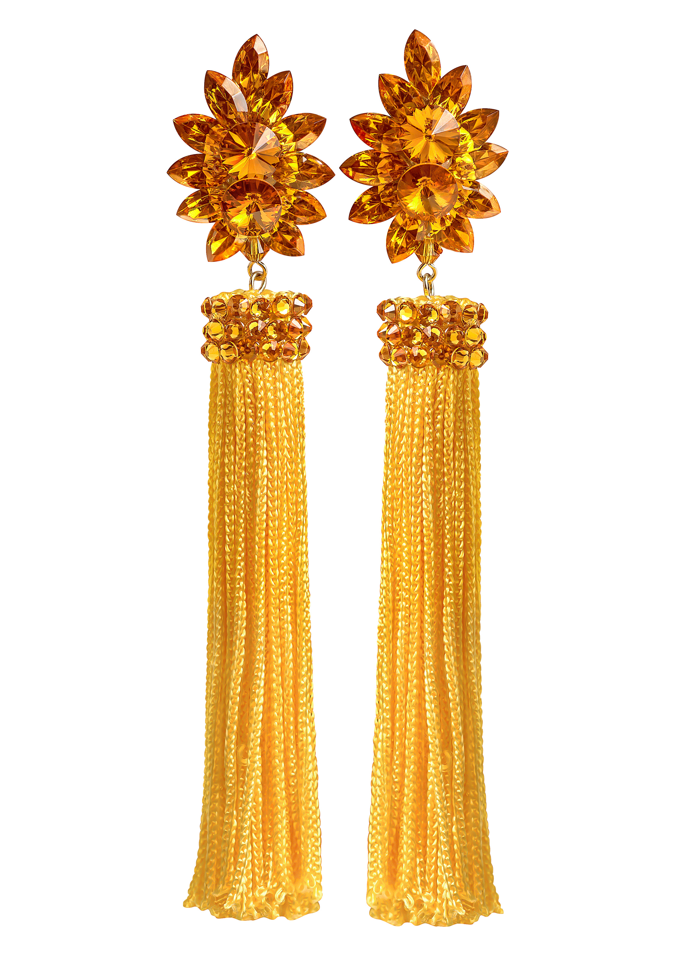 Zerlina Crystallized Yellow Fringe Earrings Topaz FC313-Topaz