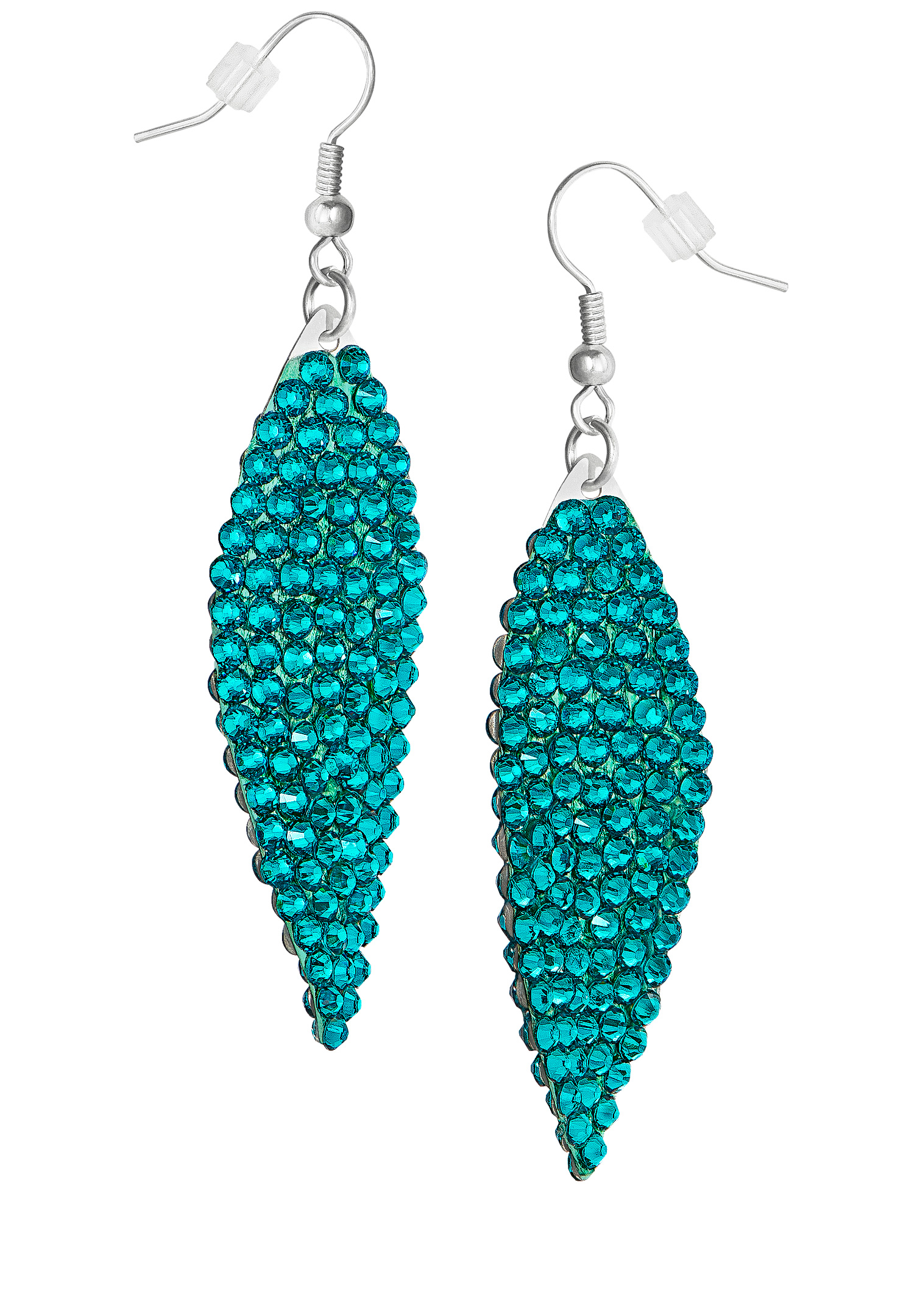 Zerlina Swarovski Rhinestone Leaf Drop Earrings Blue Zircon ZG201-Blue Zircon