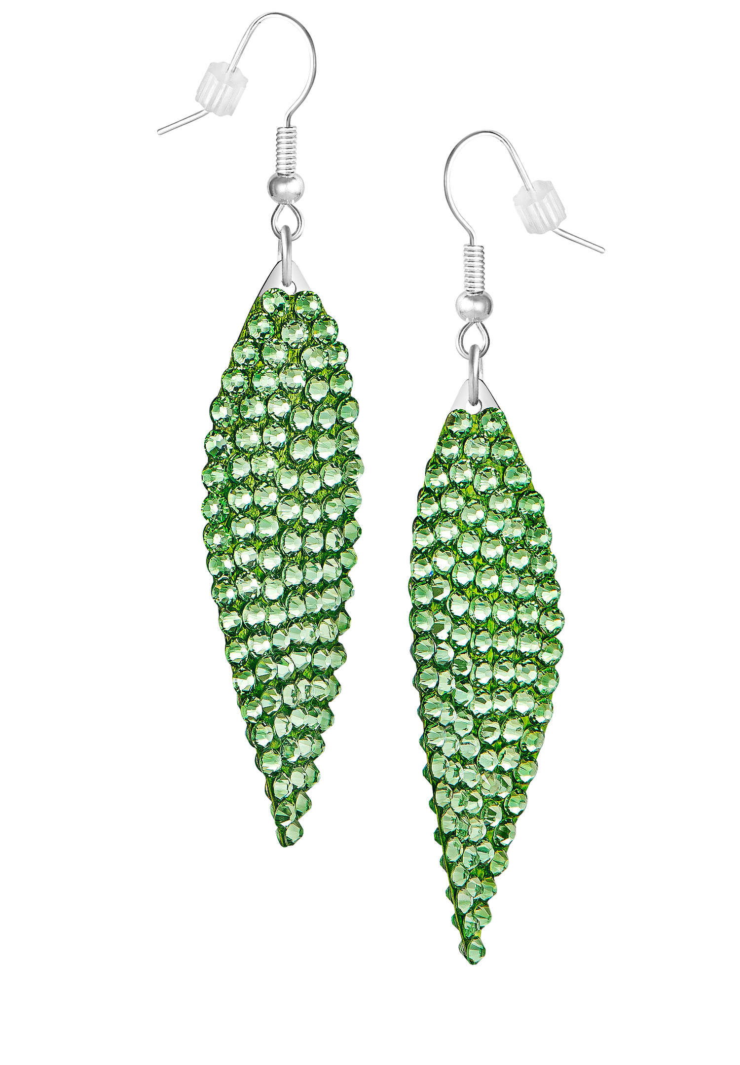 Zerlina Swarovski Rhinestone Leaf Drop Earrings Peridot ZG203-Peridot