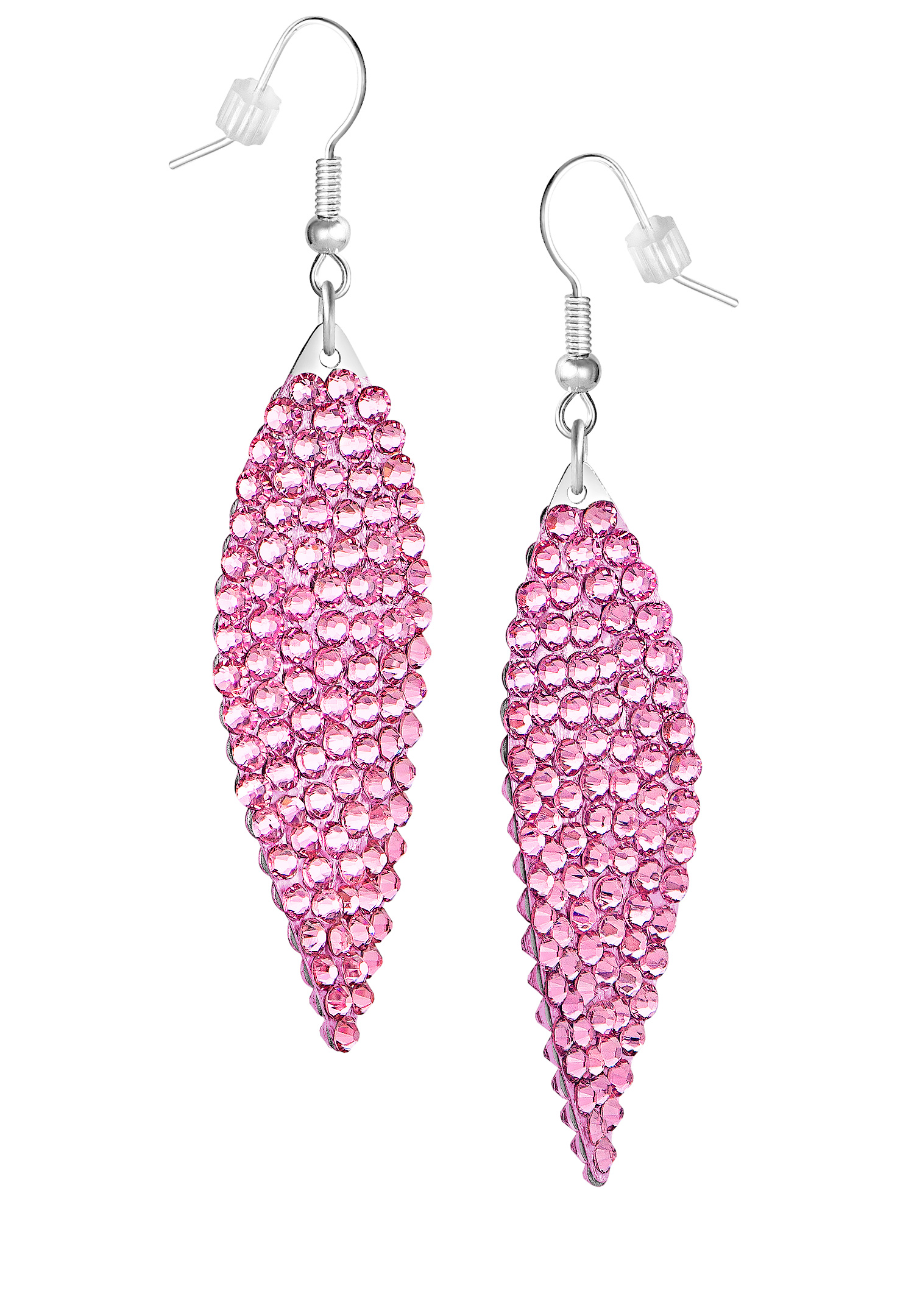 Zerlina Swarovski Rhinestone Leaf Drop Earrings Light Rose ZP201-Light Rose