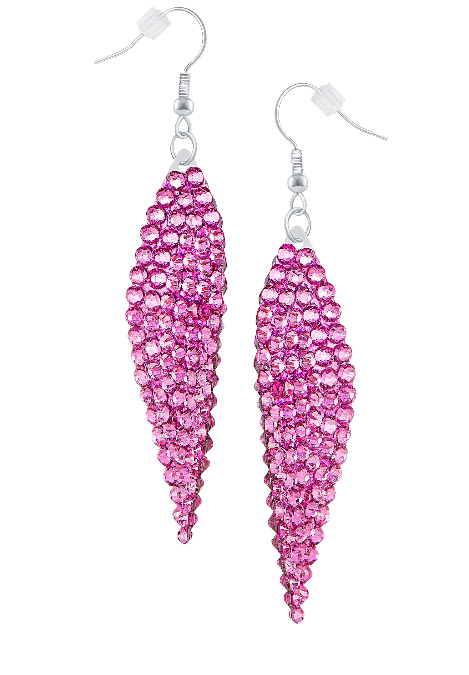 Zerlina Swarovski Rhinestone Leaf Drop Earrings Rose ZP202-Rose