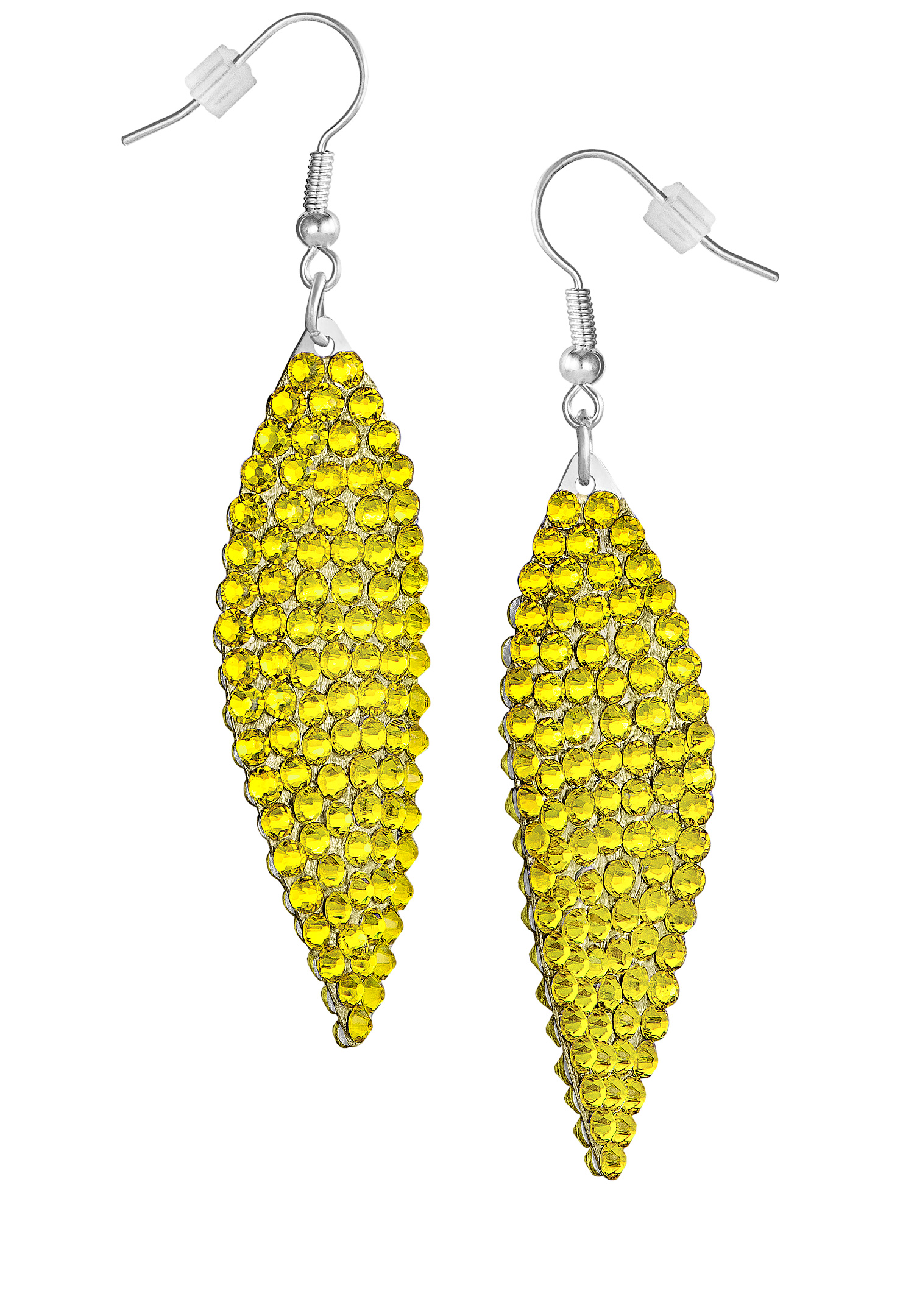 Zerlina Swarovski Rhinestone Leaf Drop Earrings Citrine ZY201-Citrine