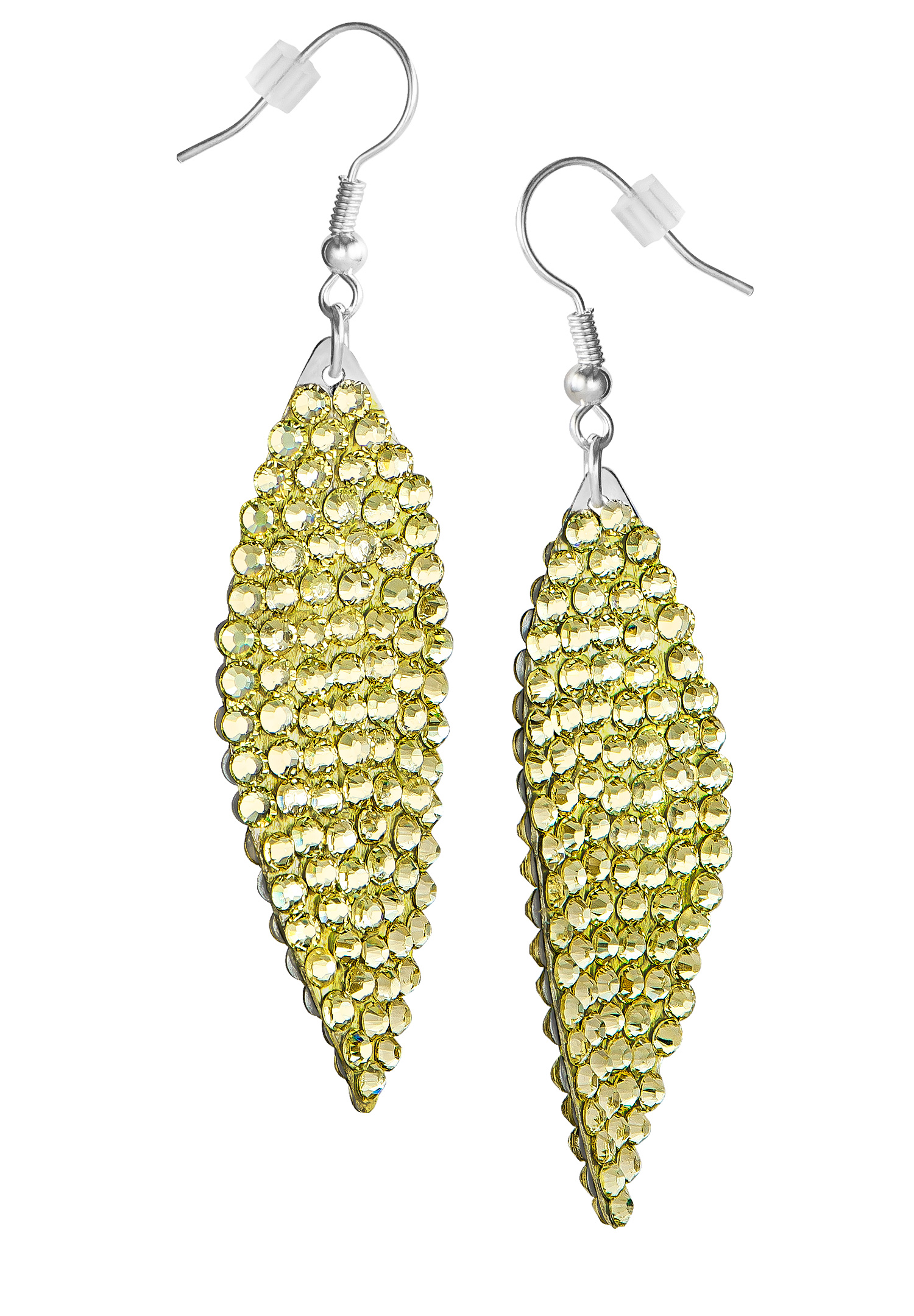 Zerlina Swarovski Rhinestone Leaf Drop Earrings Jonquil ZY202-Jonquil