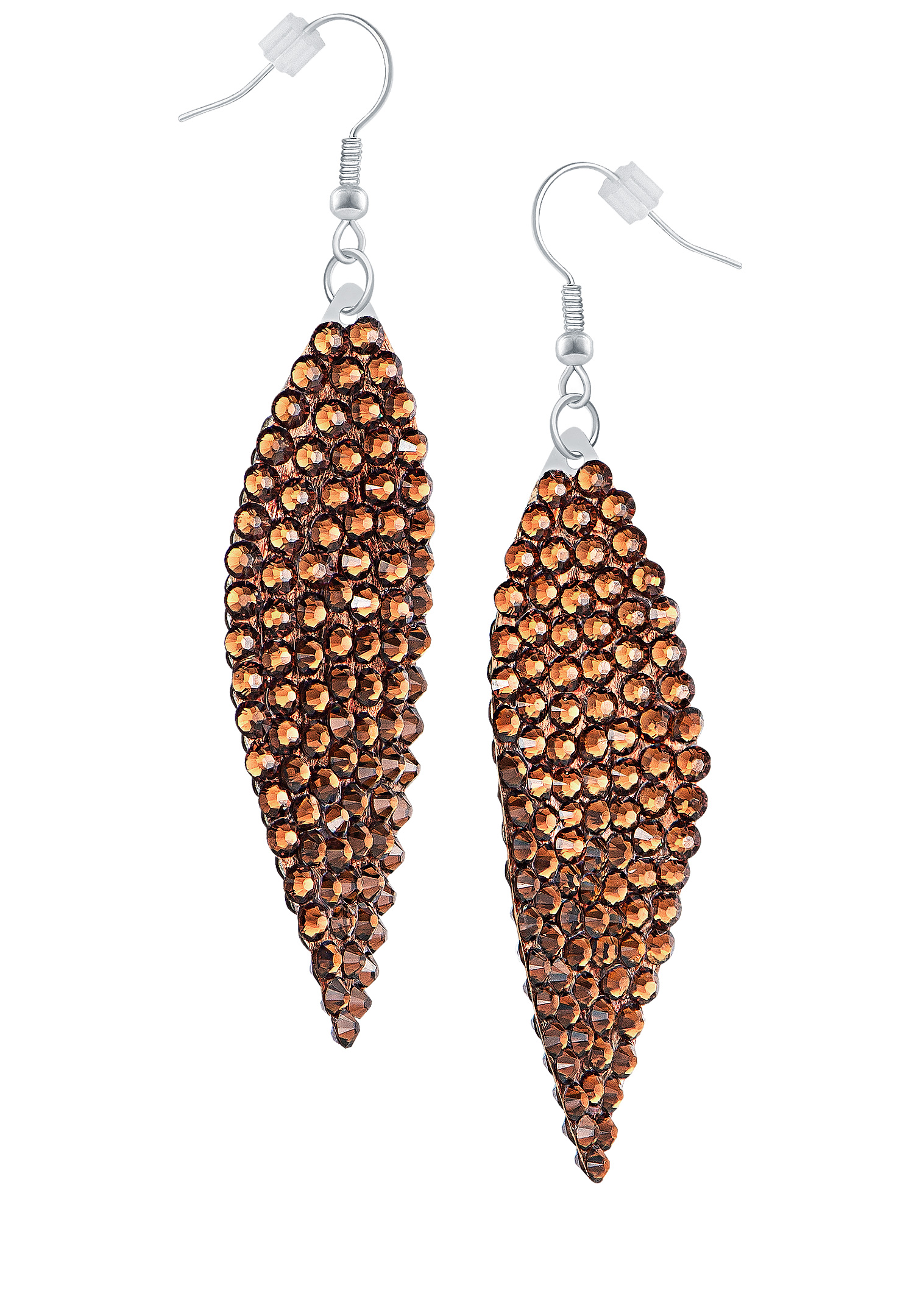 Zerlina Swarovski Rhinestone Leaf Drop Earrings Smoked Topaz ZY206-Smoked Topaz