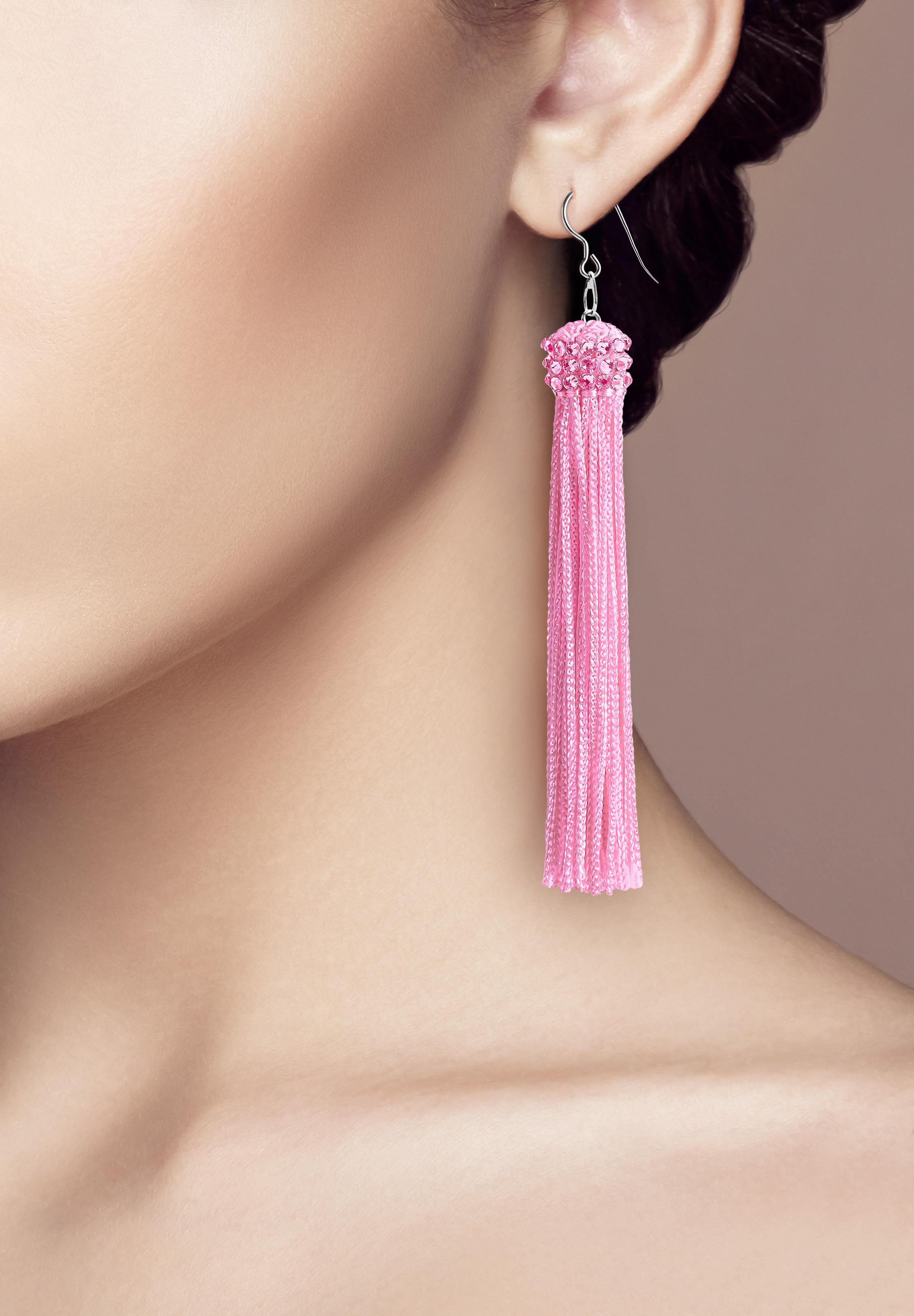 Hot pink fringe on sale earrings