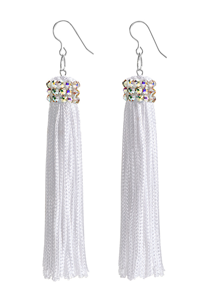 White on sale fringe earrings