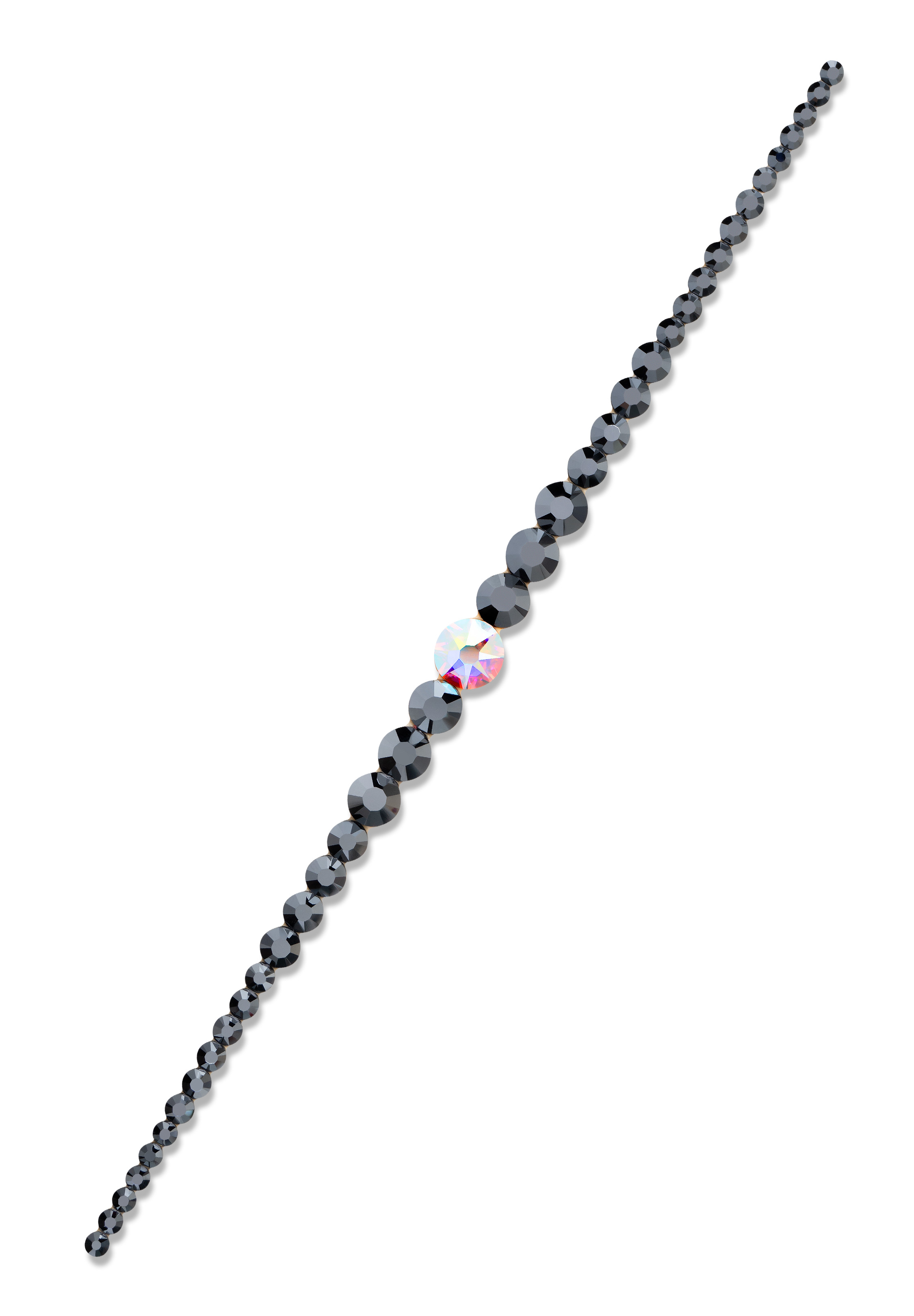 Verona Rhinestone Headpiece HD-369-3-Jet Hematite / Crystal AB